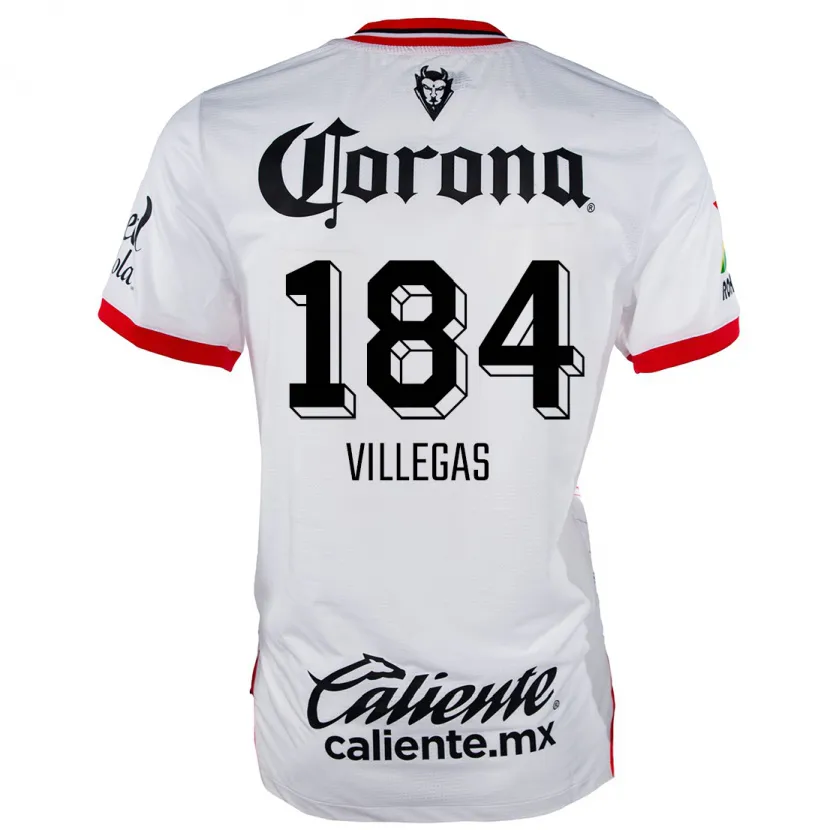 Danxen Hombre Camiseta Abraham Villegas #184 Blanco Rojo 2ª Equipación 2024/25 La Camisa México