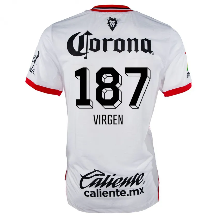 Danxen Hombre Camiseta Oswaldo Virgen #187 Blanco Rojo 2ª Equipación 2024/25 La Camisa México