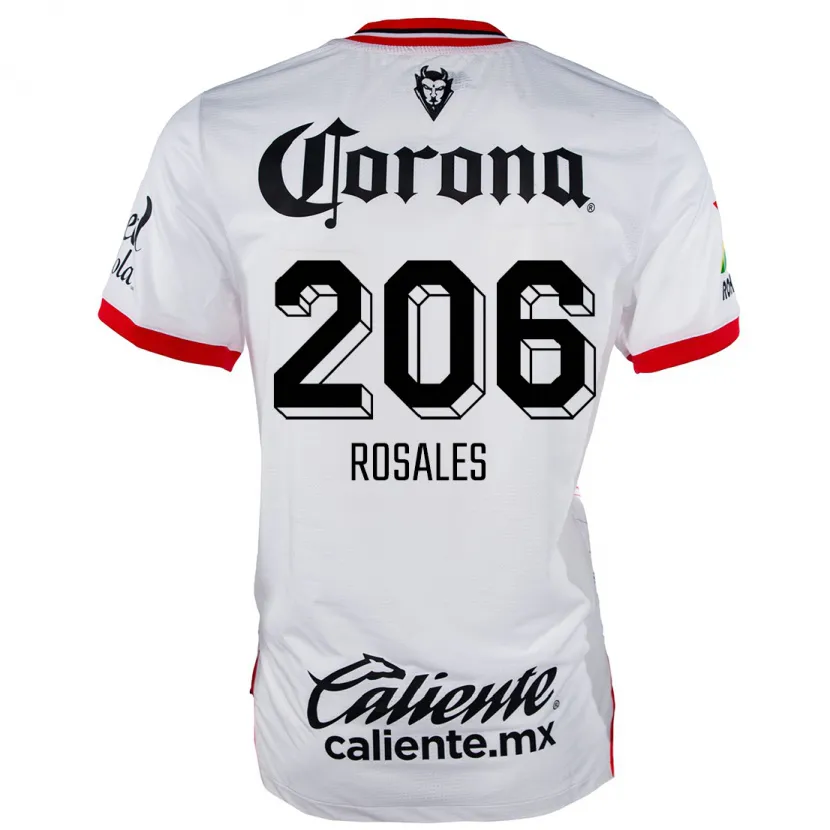 Danxen Hombre Camiseta Santiago Rosales #206 Blanco Rojo 2ª Equipación 2024/25 La Camisa México