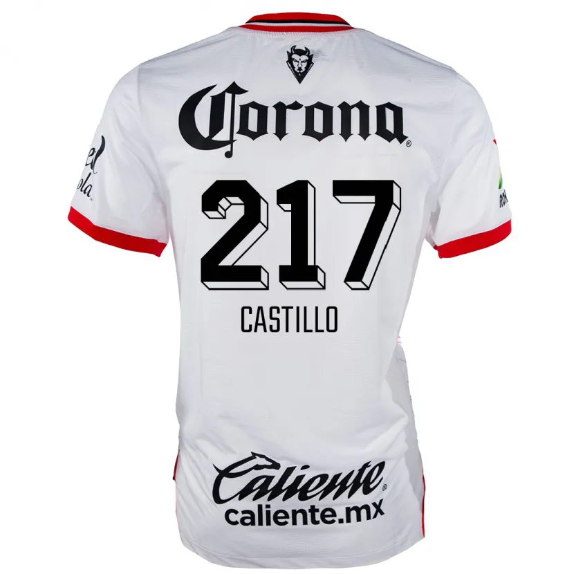 Danxen Hombre Camiseta Klever Castillo #217 Blanco Rojo 2ª Equipación 2024/25 La Camisa México