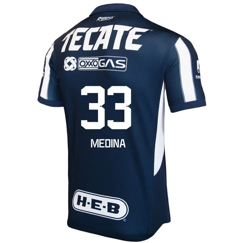 Danxen Mujer Camiseta Stefan Medina #33 Azul Rojo Blanco 1ª Equipación 2024/25 La Camisa México