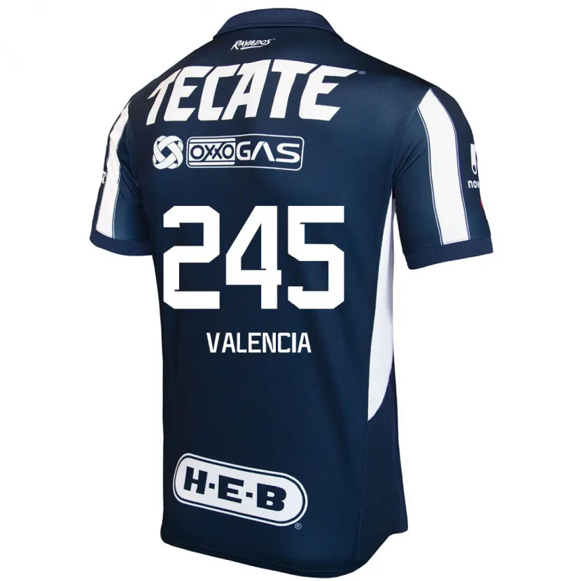 Danxen Mujer Camiseta Cristian Valencia #245 Azul Rojo Blanco 1ª Equipación 2024/25 La Camisa México
