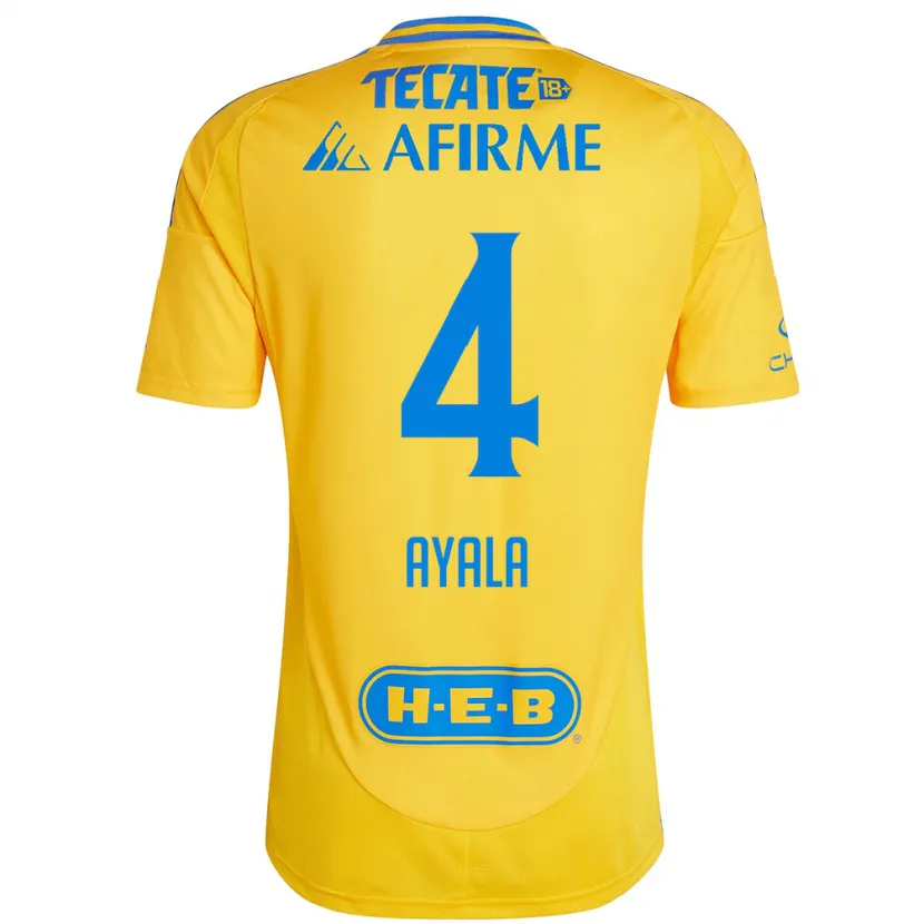 Danxen Mujer Camiseta Hugo Ayala #4 Oro Amarillo 1ª Equipación 2024/25 La Camisa México