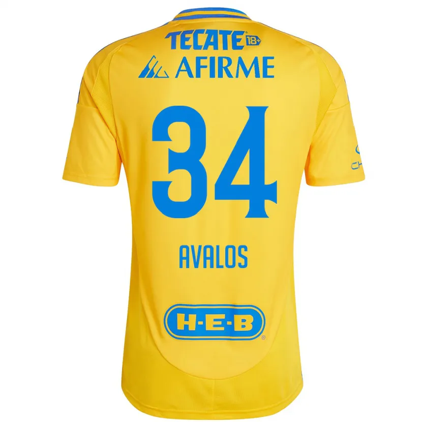Danxen Mujer Camiseta Erick Avalos #34 Oro Amarillo 1ª Equipación 2024/25 La Camisa México