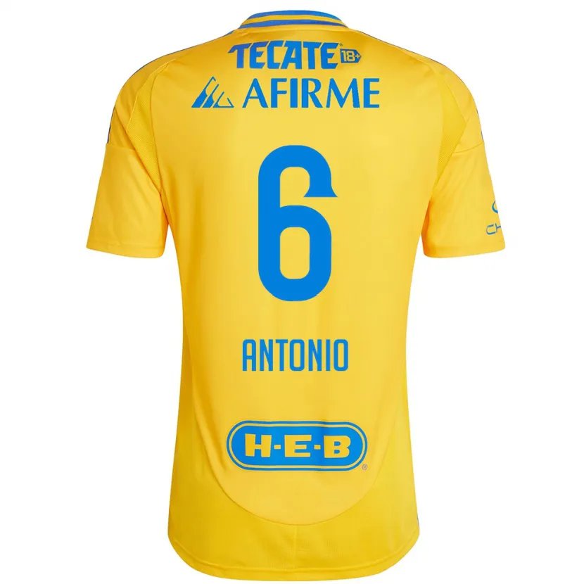 Danxen Mujer Camiseta Nancy Antonio #6 Oro Amarillo 1ª Equipación 2024/25 La Camisa México