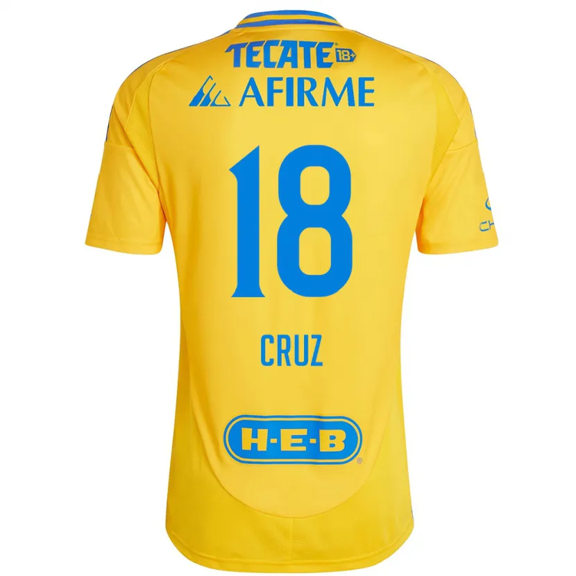 Danxen Mujer Camiseta Belen Cruz #18 Oro Amarillo 1ª Equipación 2024/25 La Camisa México