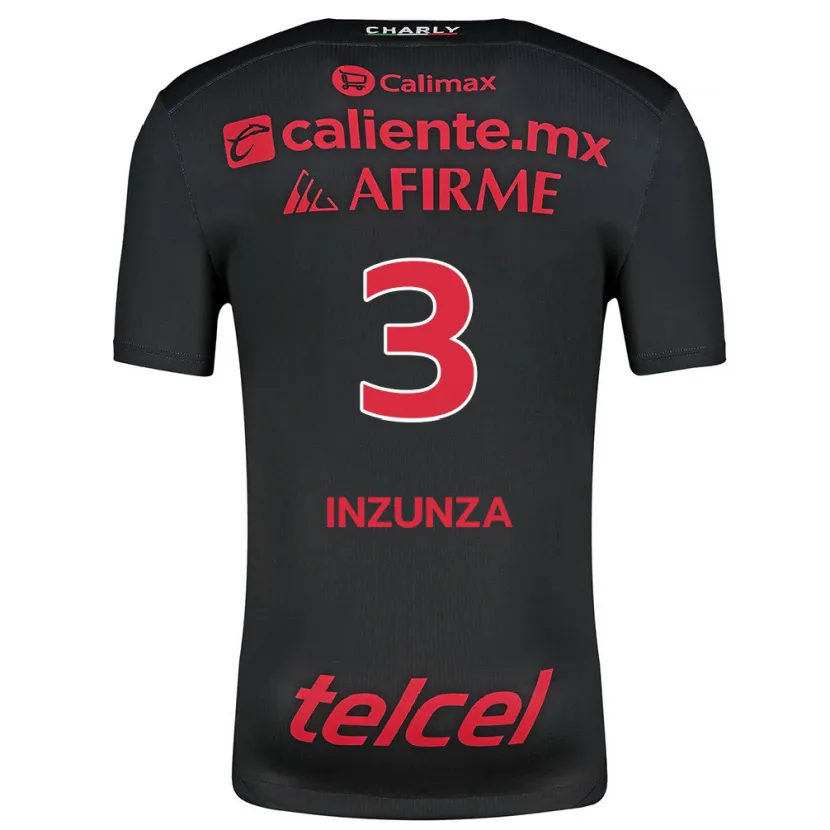Danxen Mujer Camiseta Rafael Inzunza #3 Negro Rojo 1ª Equipación 2024/25 La Camisa México