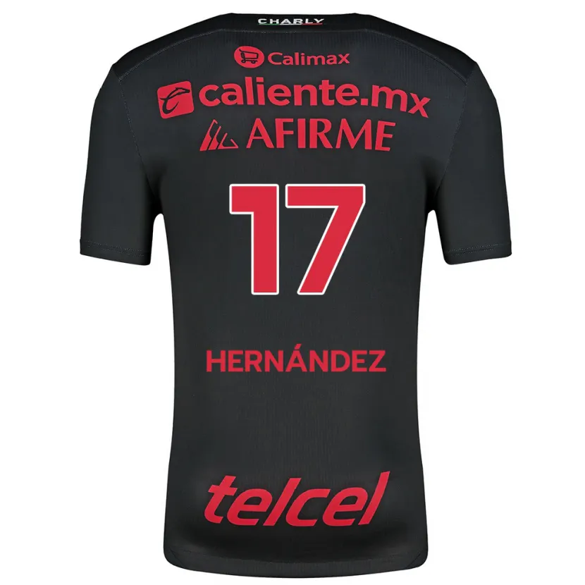 Danxen Mujer Camiseta Rubén Hernández #17 Negro Rojo 1ª Equipación 2024/25 La Camisa México