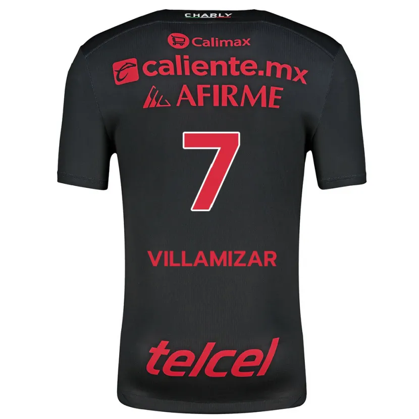 Danxen Mujer Camiseta Paola Villamizar #7 Negro Rojo 1ª Equipación 2024/25 La Camisa México