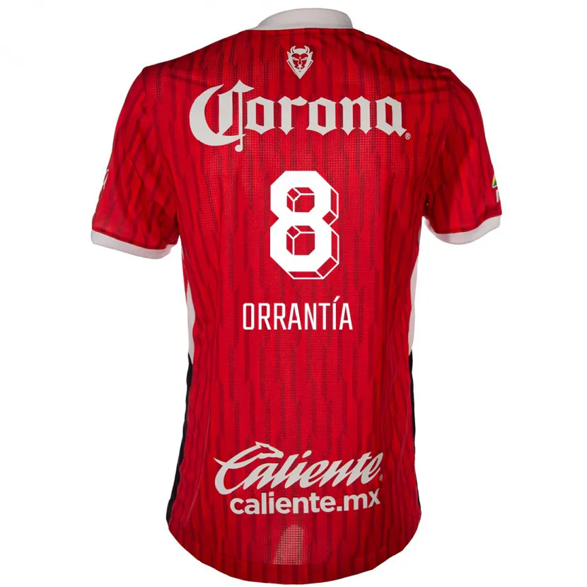 Danxen Mujer Camiseta Carlos Orrantía #8 Rojo Blanco 1ª Equipación 2024/25 La Camisa México