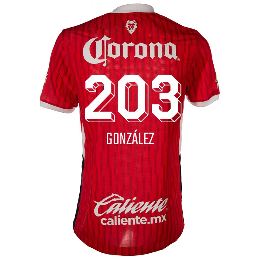 Danxen Mujer Camiseta Luis González #203 Rojo Blanco 1ª Equipación 2024/25 La Camisa México