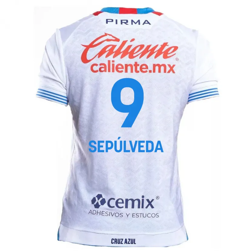 Danxen Mujer Camiseta Ángel Sepúlveda #9 Blanco Azul 2ª Equipación 2024/25 La Camisa México