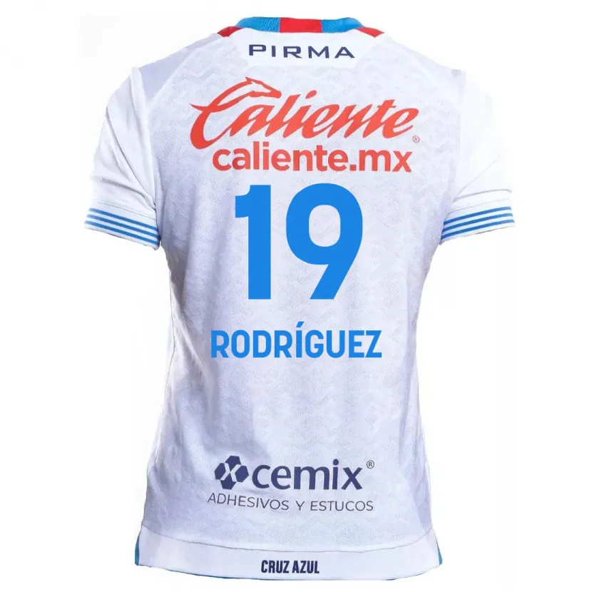 Danxen Mujer Camiseta Carlos Rodríguez #19 Blanco Azul 2ª Equipación 2024/25 La Camisa México