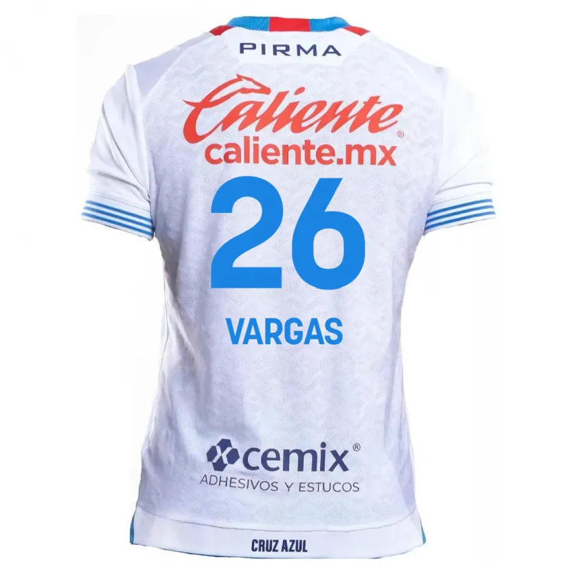 Danxen Mujer Camiseta Carlos Vargas #26 Blanco Azul 2ª Equipación 2024/25 La Camisa México