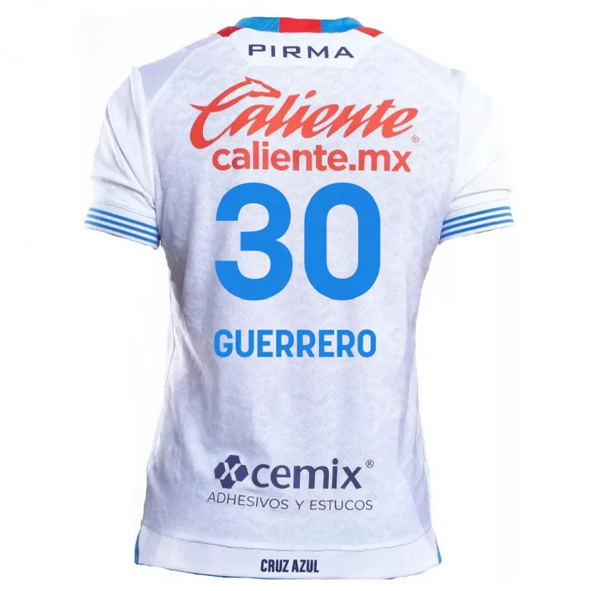 Danxen Mujer Camiseta Rafael Guerrero #30 Blanco Azul 2ª Equipación 2024/25 La Camisa México