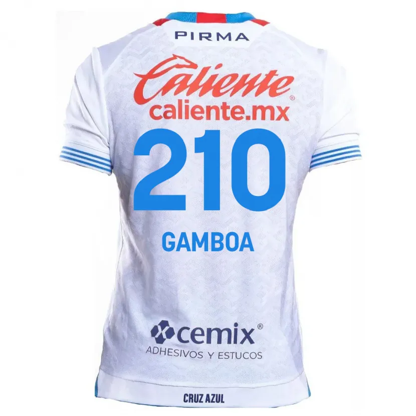 Danxen Mujer Camiseta Bryan Gamboa #210 Blanco Azul 2ª Equipación 2024/25 La Camisa México