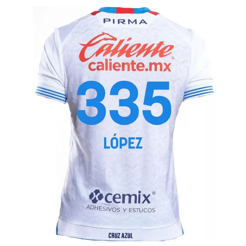 Danxen Mujer Camiseta Alfredo López #335 Blanco Azul 2ª Equipación 2024/25 La Camisa México
