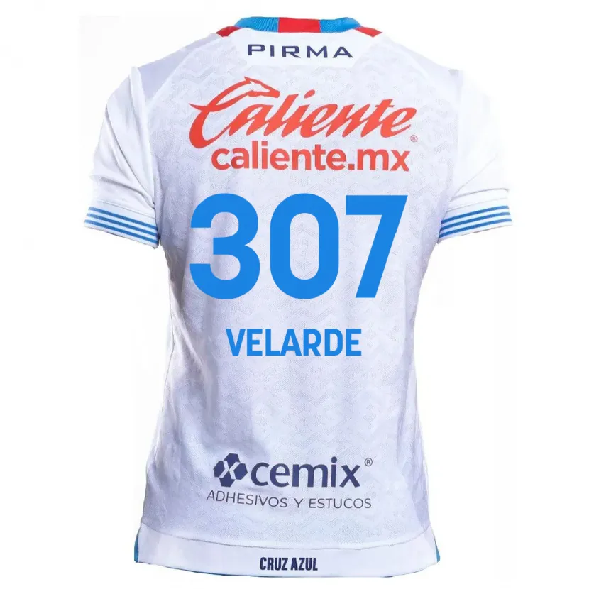 Danxen Mujer Camiseta Juan Velarde #307 Blanco Azul 2ª Equipación 2024/25 La Camisa México