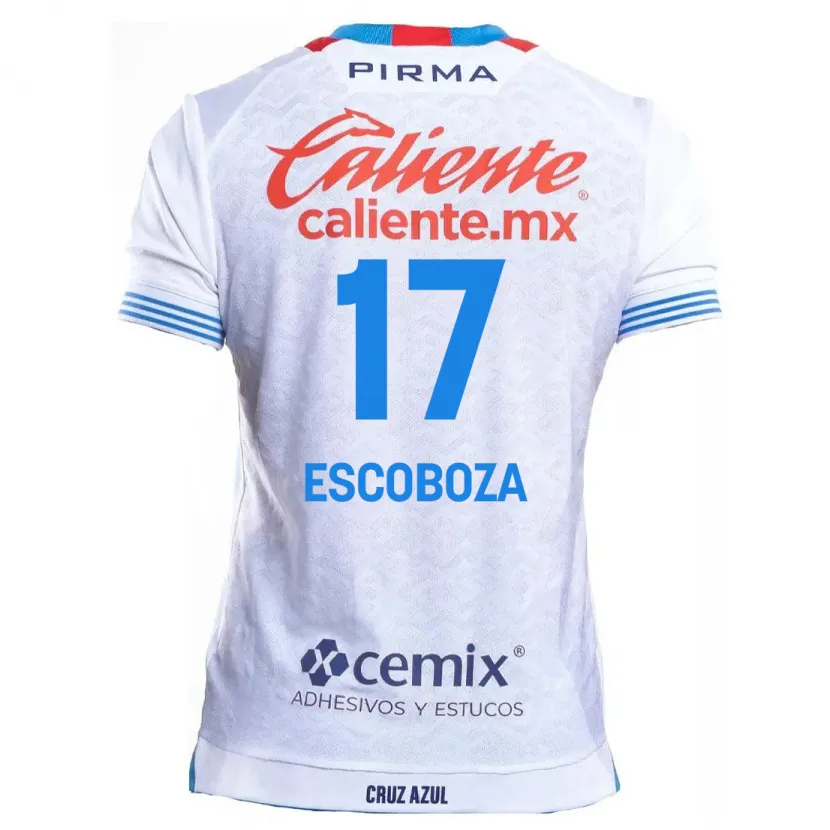 Danxen Mujer Camiseta Alonso Escoboza #17 Blanco Azul 2ª Equipación 2024/25 La Camisa México