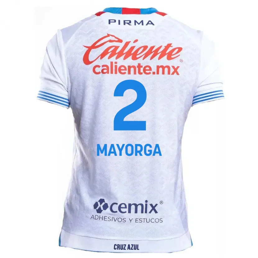 Danxen Mujer Camiseta Alejandro Mayorga #2 Blanco Azul 2ª Equipación 2024/25 La Camisa México