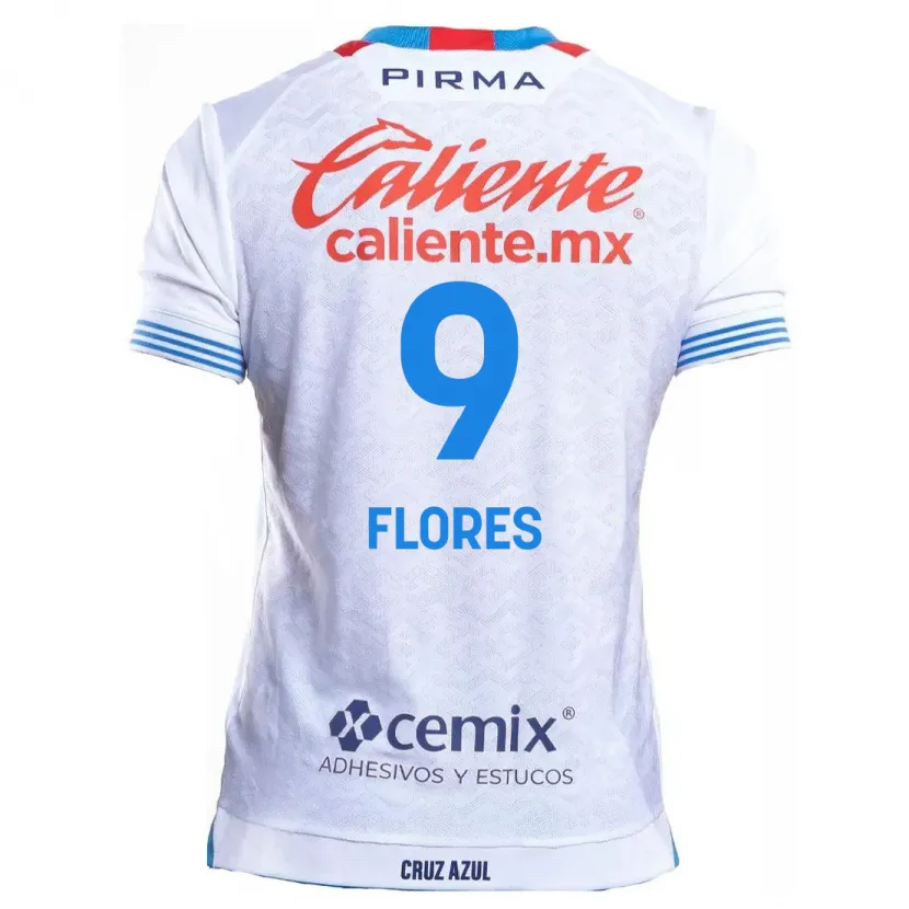 Danxen Mujer Camiseta Daniela Flores #9 Blanco Azul 2ª Equipación 2024/25 La Camisa México