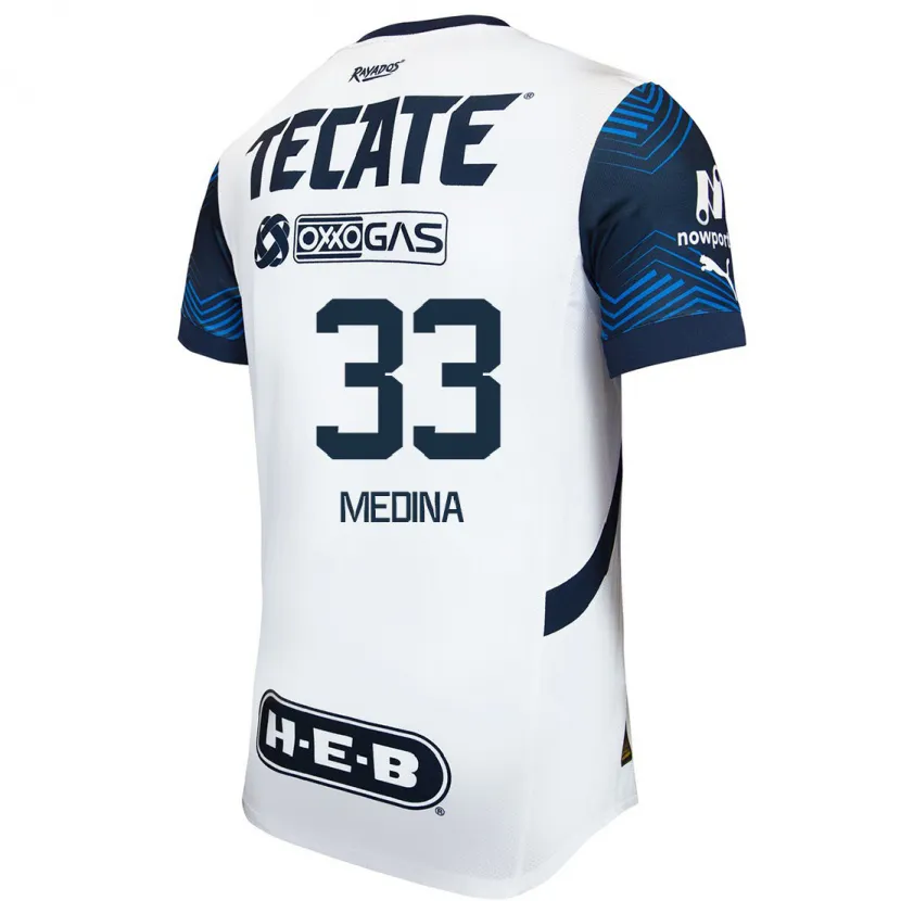 Danxen Mujer Camiseta Stefan Medina #33 Blanco Azul 2ª Equipación 2024/25 La Camisa México