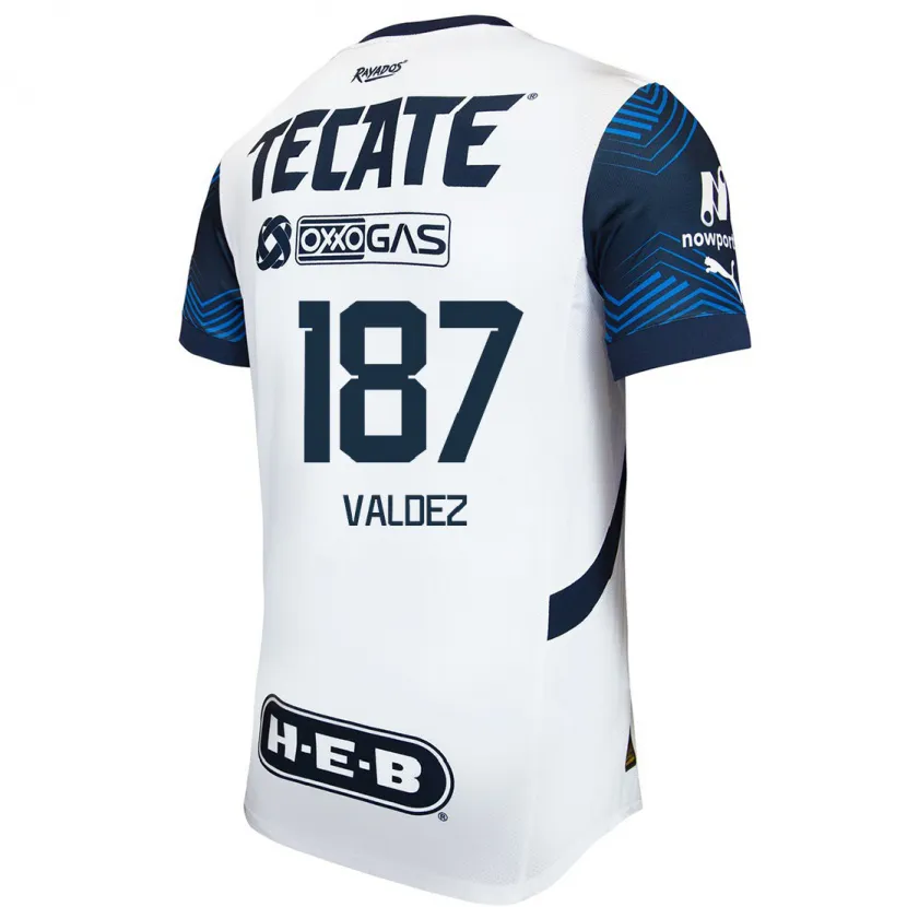 Danxen Mujer Camiseta Érick Valdez #187 Blanco Azul 2ª Equipación 2024/25 La Camisa México