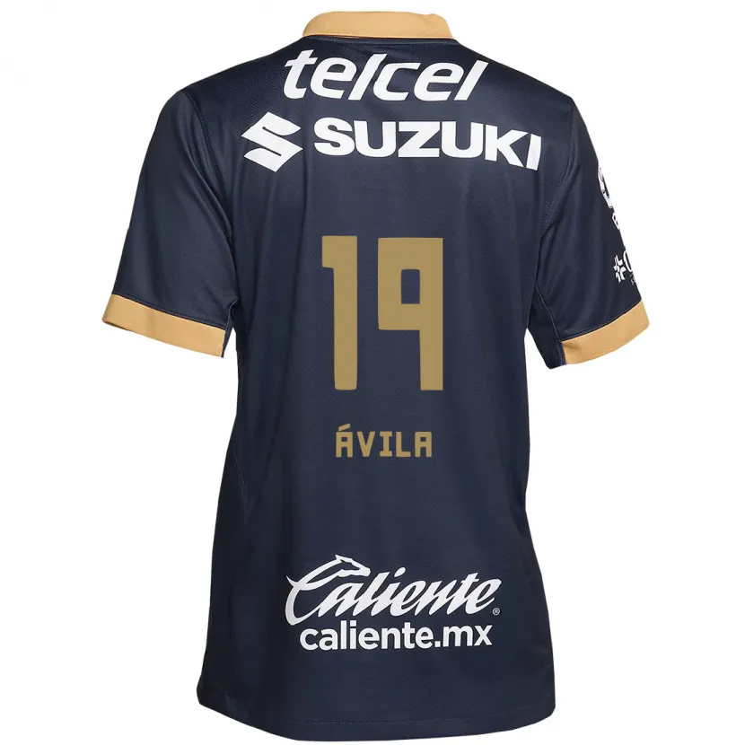 Danxen Mujer Camiseta Alí Ávila #19 Obsidiana Dorada Blanca 2ª Equipación 2024/25 La Camisa México