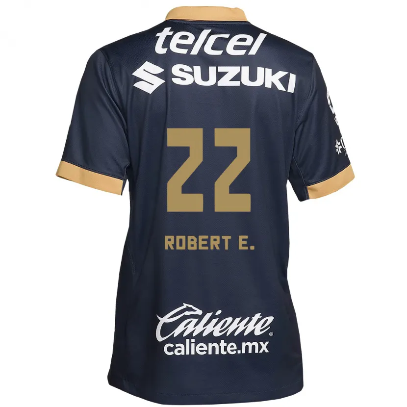 Danxen Mujer Camiseta Robert Ergas #22 Obsidiana Dorada Blanca 2ª Equipación 2024/25 La Camisa México