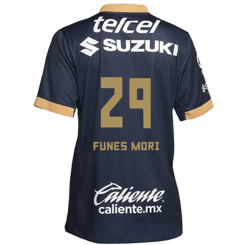Danxen Mujer Camiseta Rogelio Funes Mori #29 Obsidiana Dorada Blanca 2ª Equipación 2024/25 La Camisa México