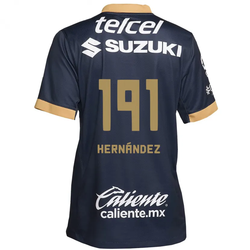 Danxen Mujer Camiseta Marco Hernández #191 Obsidiana Dorada Blanca 2ª Equipación 2024/25 La Camisa México