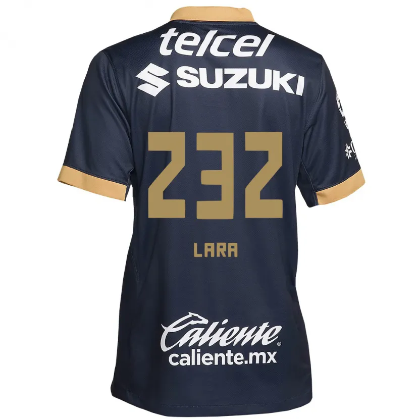 Danxen Mujer Camiseta Pablo Lara #232 Obsidiana Dorada Blanca 2ª Equipación 2024/25 La Camisa México