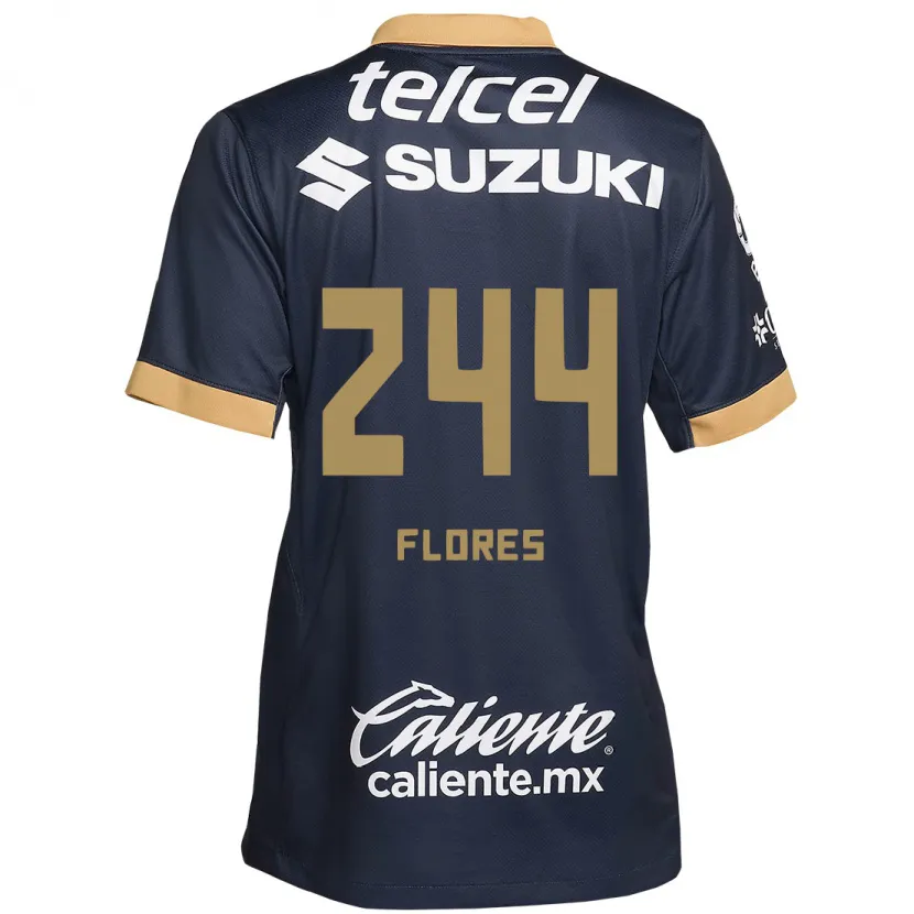 Danxen Mujer Camiseta Jonathan Flores #244 Obsidiana Dorada Blanca 2ª Equipación 2024/25 La Camisa México