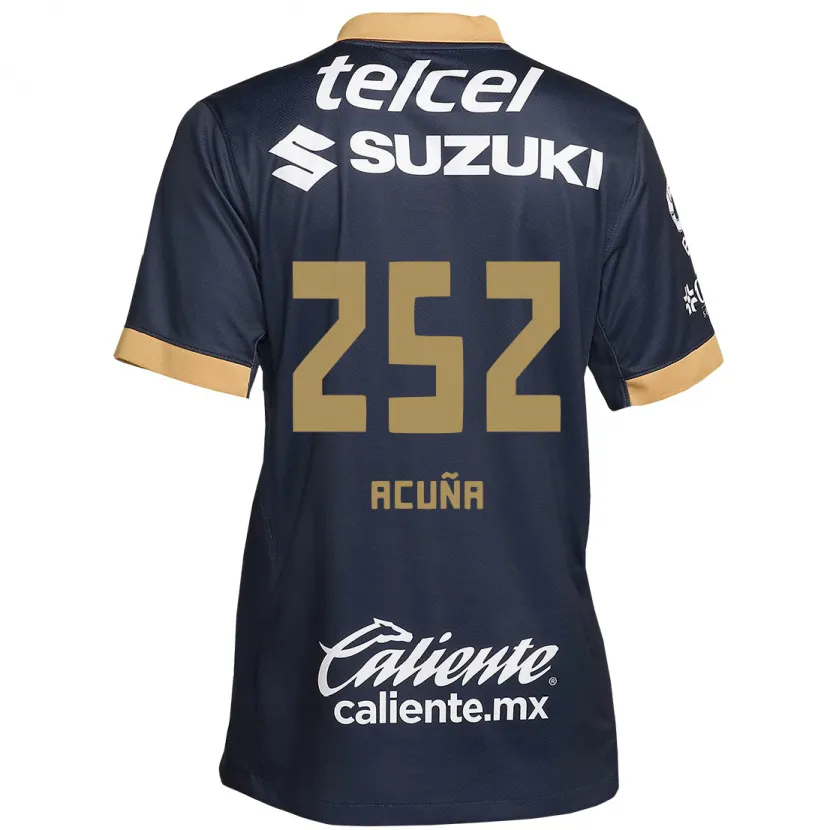 Danxen Mujer Camiseta José Acuña #252 Obsidiana Dorada Blanca 2ª Equipación 2024/25 La Camisa México