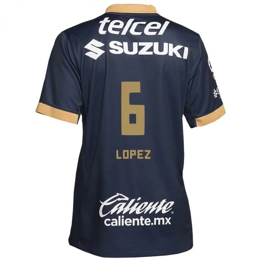 Danxen Mujer Camiseta Nathalia Lopez #6 Obsidiana Dorada Blanca 2ª Equipación 2024/25 La Camisa México