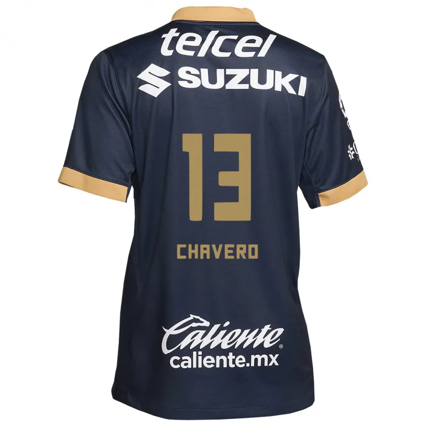 Danxen Mujer Camiseta Paola Chavero #13 Obsidiana Dorada Blanca 2ª Equipación 2024/25 La Camisa México