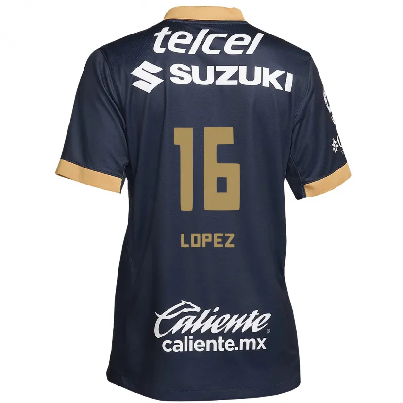 Danxen Mujer Camiseta Samantha Lopez #16 Obsidiana Dorada Blanca 2ª Equipación 2024/25 La Camisa México