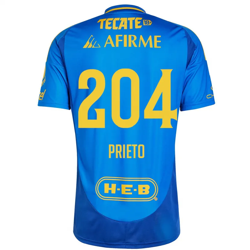 Danxen Mujer Camiseta Leonel Prieto #204 Azul Amarillo 2ª Equipación 2024/25 La Camisa México
