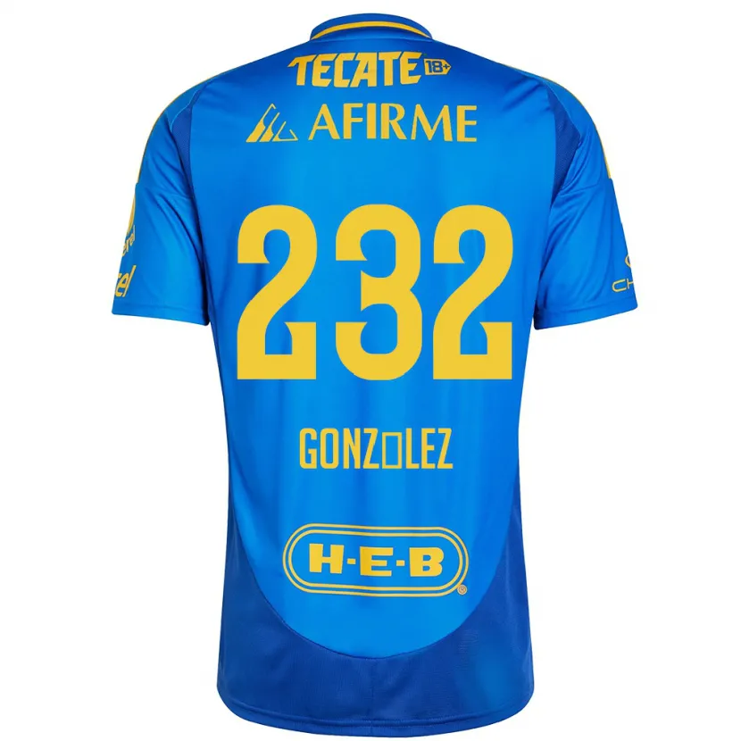 Danxen Mujer Camiseta César González #232 Azul Amarillo 2ª Equipación 2024/25 La Camisa México
