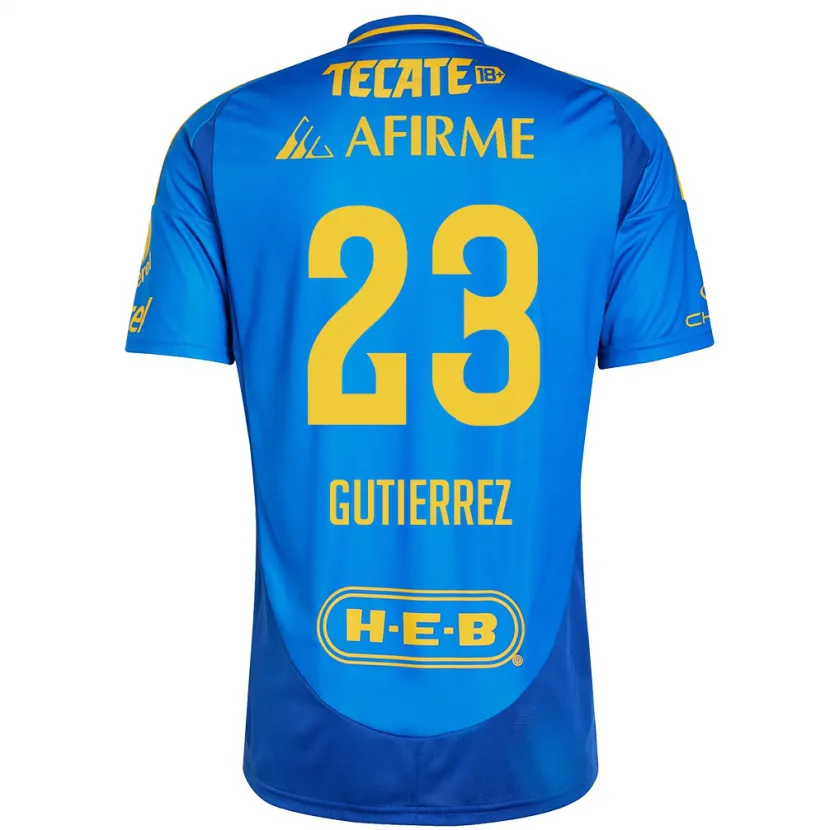 Danxen Mujer Camiseta Jana Gutierrez #23 Azul Amarillo 2ª Equipación 2024/25 La Camisa México