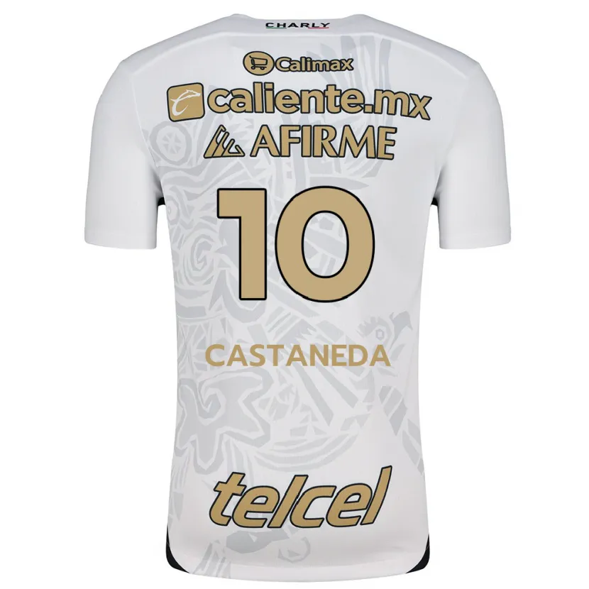 Danxen Mujer Camiseta Kevin Castañeda #10 Blanco Negro 2ª Equipación 2024/25 La Camisa México