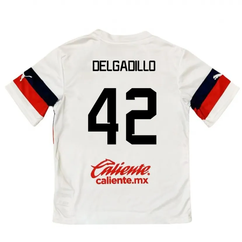 Danxen Mujer Camiseta Diego Delgadillo #42 Blanco Rojo 2ª Equipación 2024/25 La Camisa México