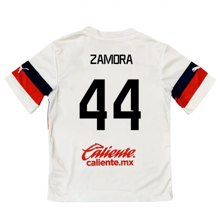 Danxen Mujer Camiseta Saúl Zamora #44 Blanco Rojo 2ª Equipación 2024/25 La Camisa México