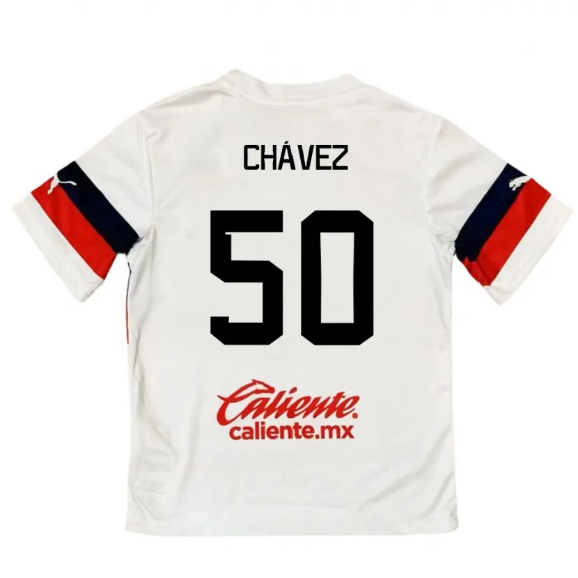Danxen Mujer Camiseta Mateo Chávez #50 Blanco Rojo 2ª Equipación 2024/25 La Camisa México