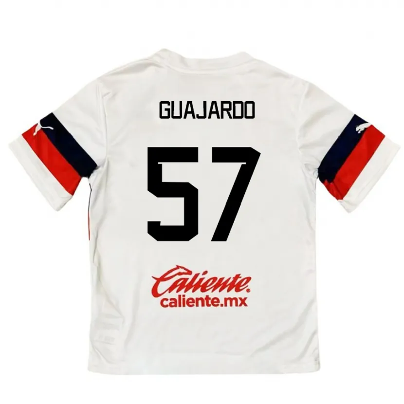 Danxen Mujer Camiseta Dylan Guajardo #57 Blanco Rojo 2ª Equipación 2024/25 La Camisa México