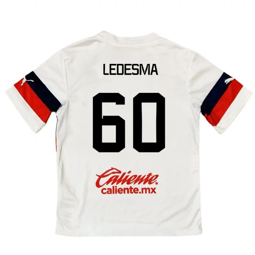 Danxen Mujer Camiseta Luis Ledesma #60 Blanco Rojo 2ª Equipación 2024/25 La Camisa México