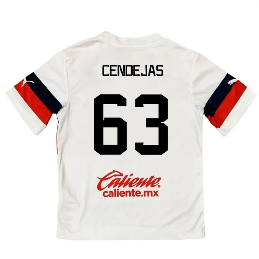 Danxen Mujer Camiseta Matías Cendejas #63 Blanco Rojo 2ª Equipación 2024/25 La Camisa México