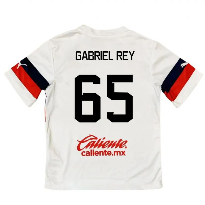 Danxen Mujer Camiseta Luis Gabriel Rey #65 Blanco Rojo 2ª Equipación 2024/25 La Camisa México