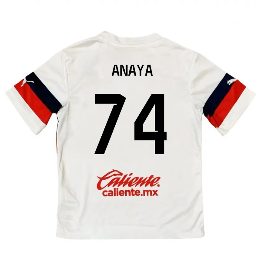Danxen Mujer Camiseta Mario Anaya #74 Blanco Rojo 2ª Equipación 2024/25 La Camisa México