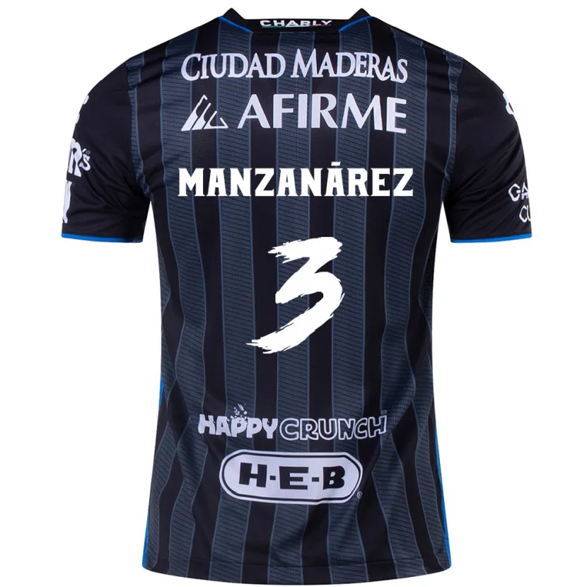 Danxen Mujer Camiseta Óscar Manzanárez #3 Blanco Negro 2ª Equipación 2024/25 La Camisa México